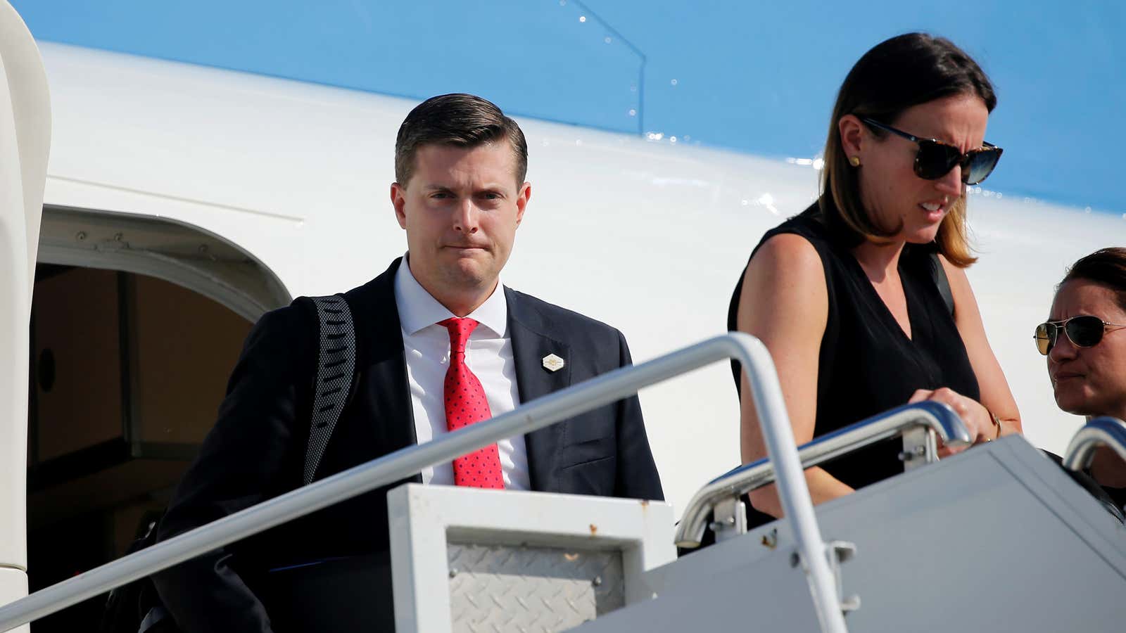 Porter aboard Air Force One in August of 2017.