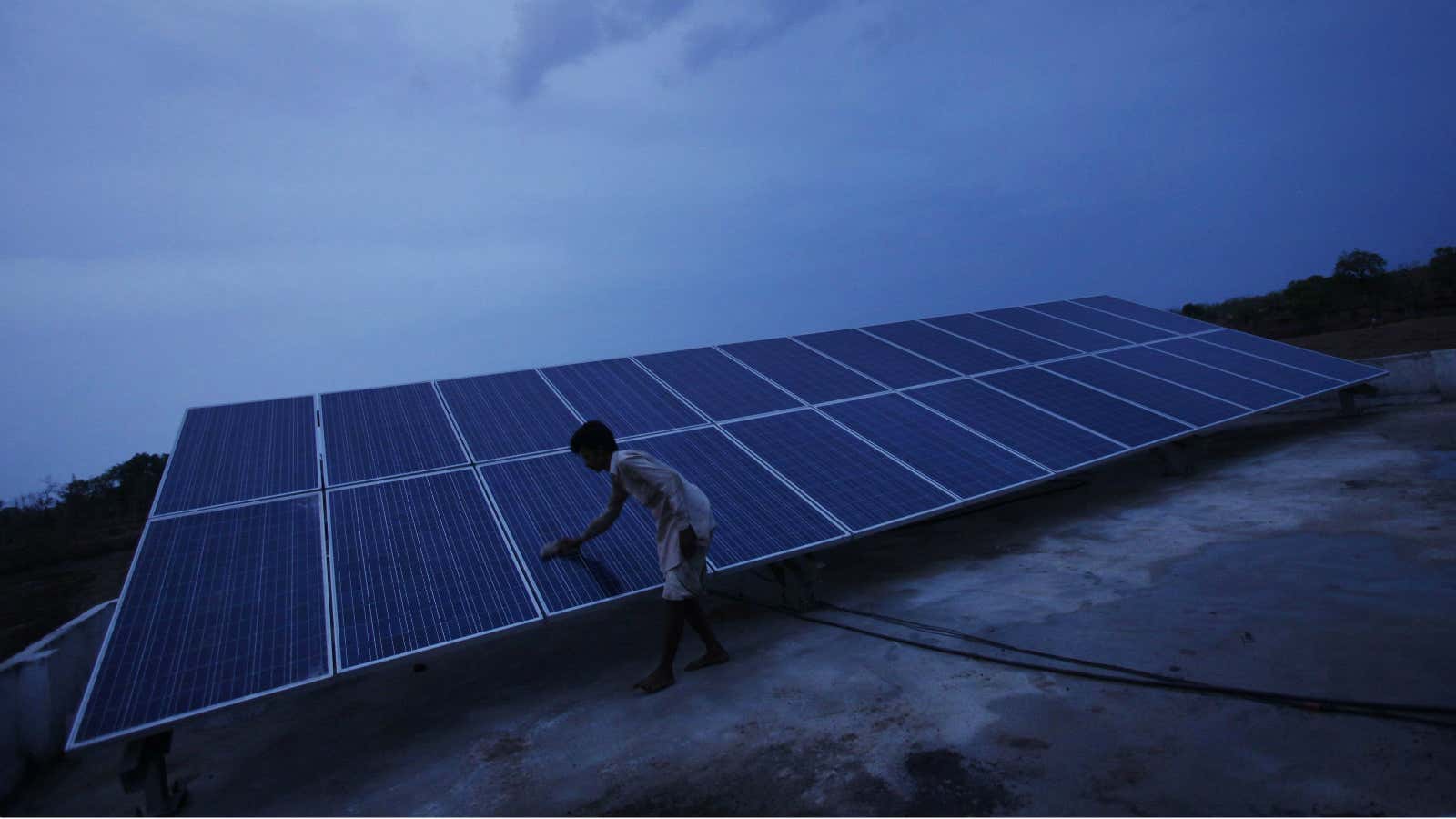 Man on a cool solar roof.