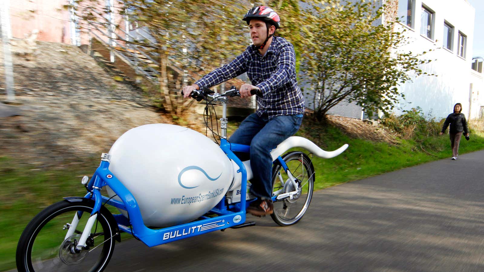 RIding a sperm-shaped bike is not a reliable contraceptive.