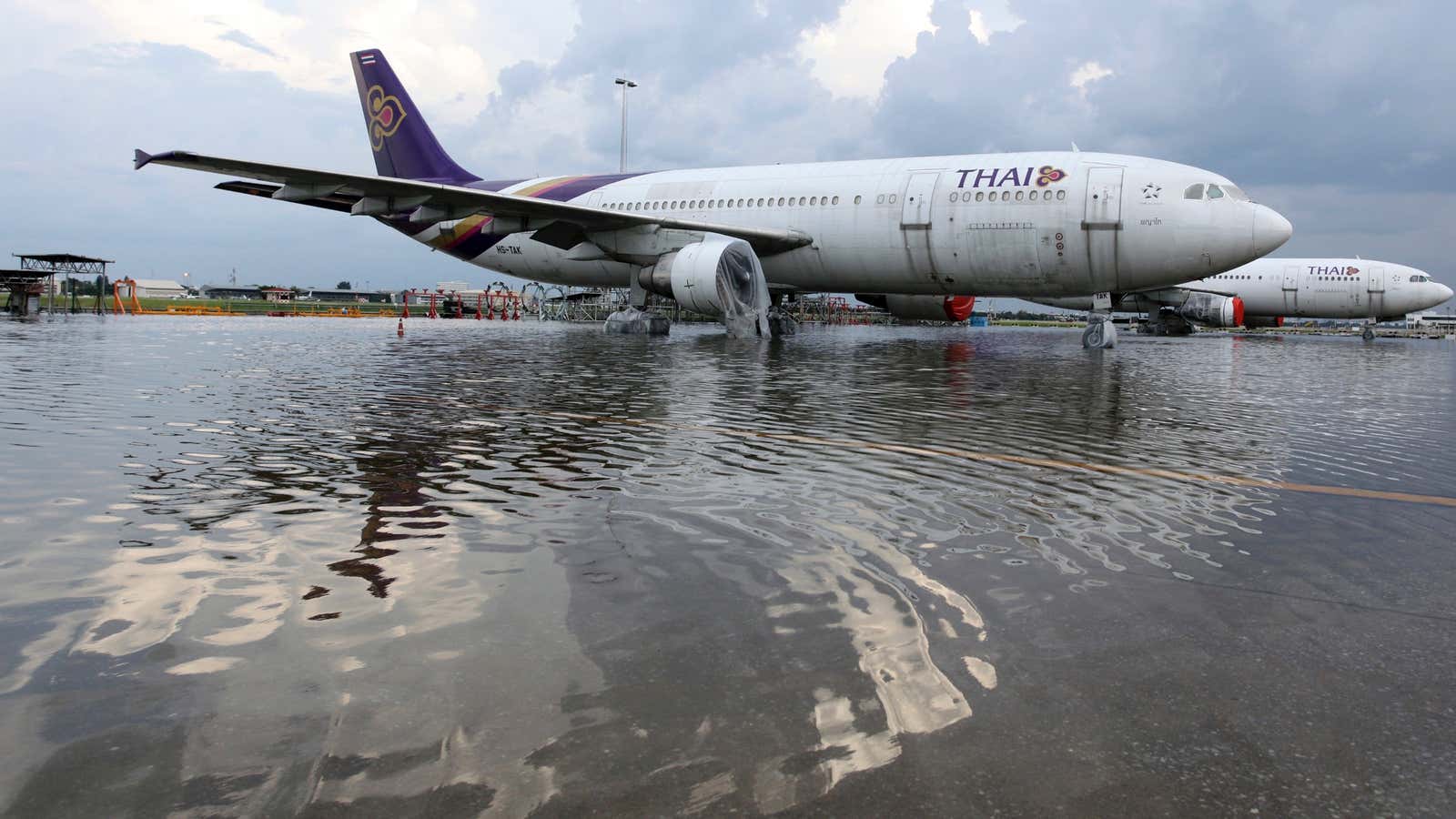 Flooding at Bangkok’s Don Muang airport.