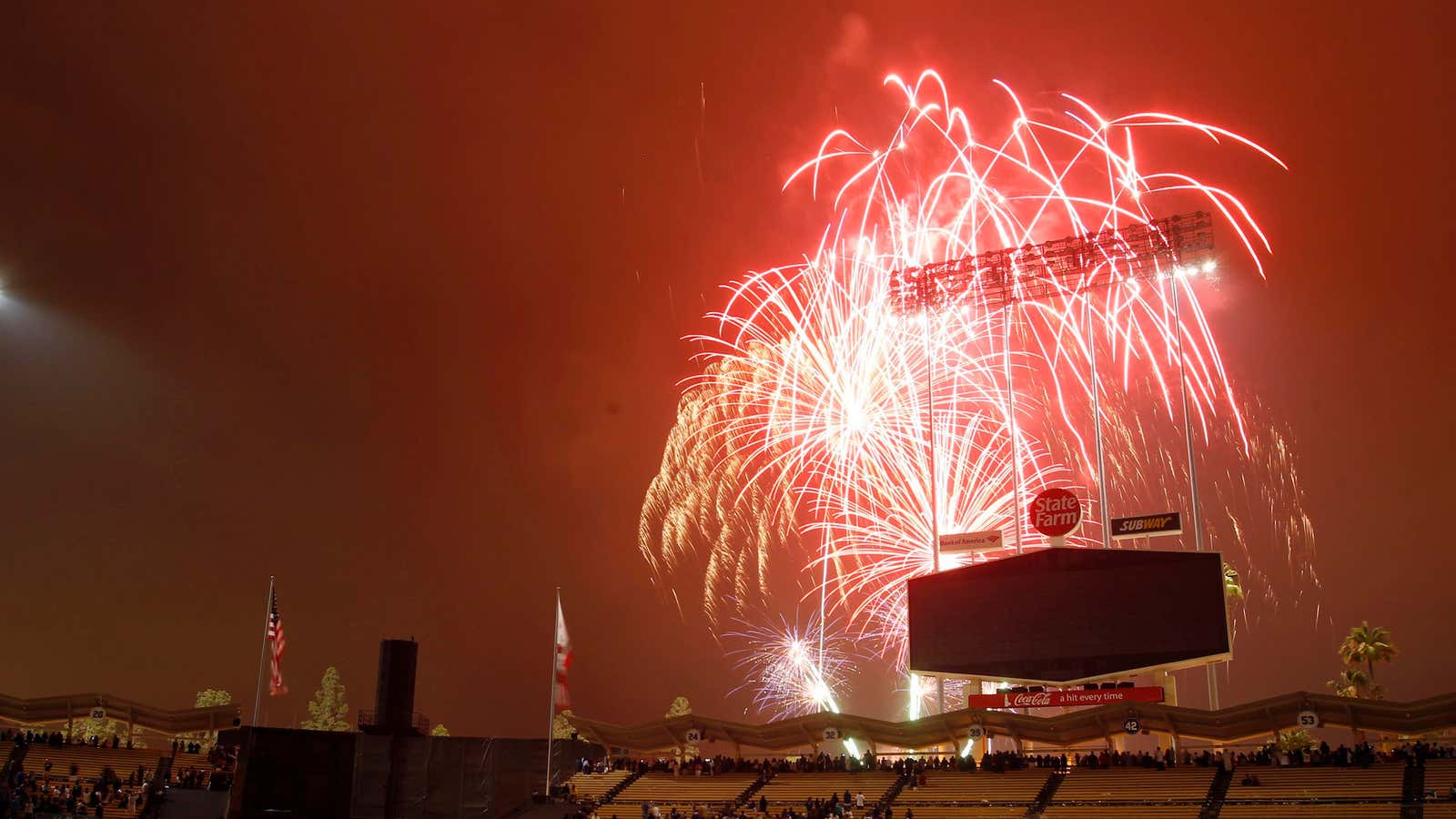 The air at the LA Dodgers stadium gets pretty smoggy pretty quickly.