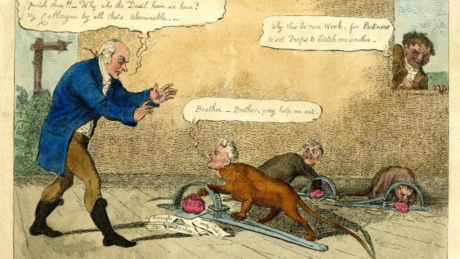 A satirical print from the time of Whigs and Tories.