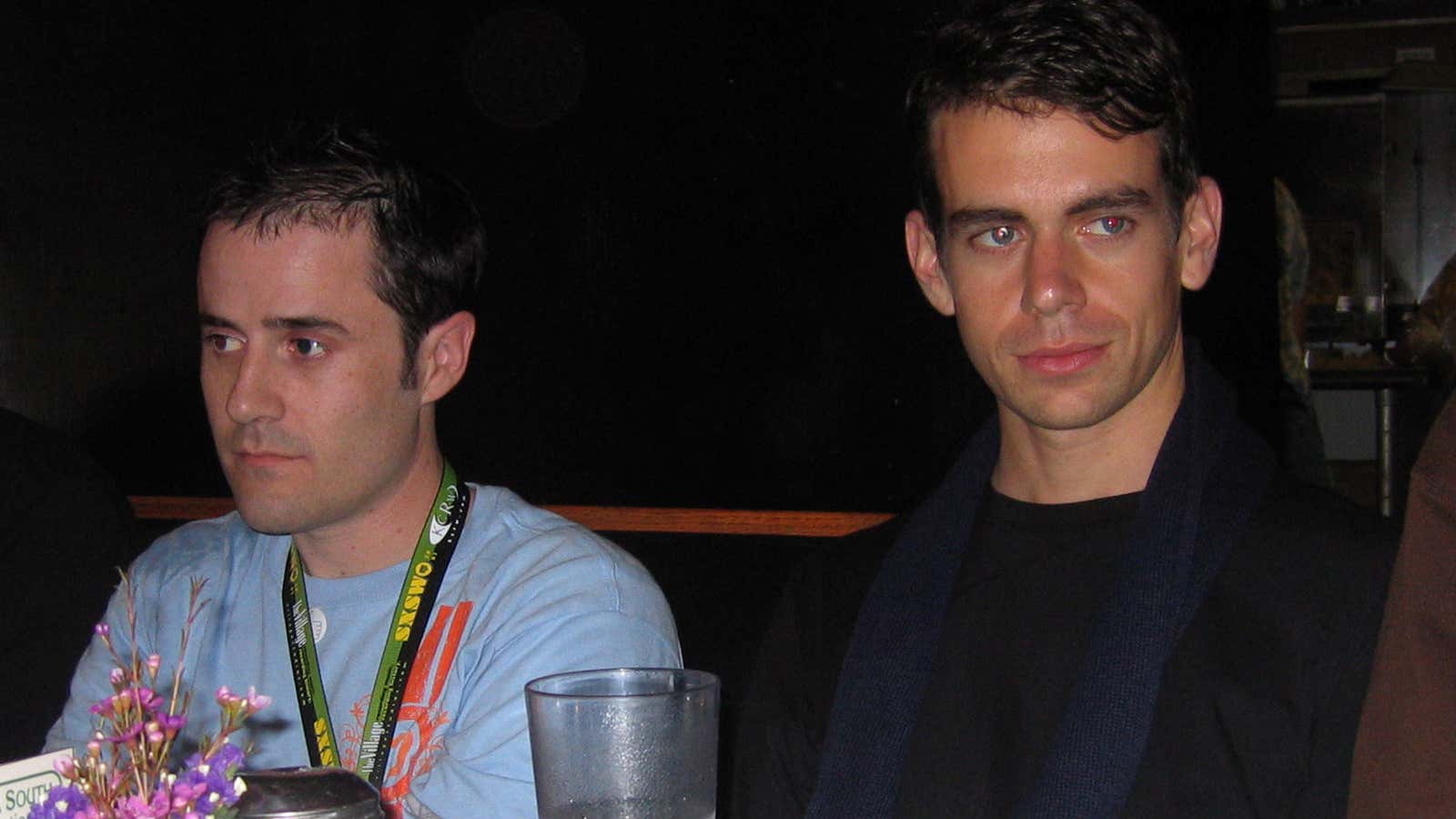 The real Ev Williams and Jack Dorsey at SXSW in 2007.