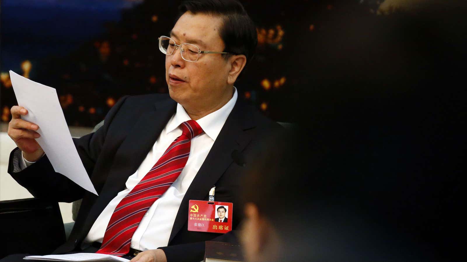 Zhang Dejiang, chairman of China’s National People’s Congress and head of Hong Kong affairs.