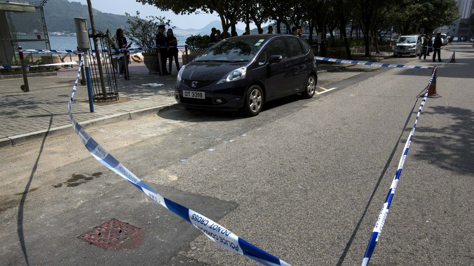 Editor Kevin Lau’s car, after he was stabbed in Hong Kong.