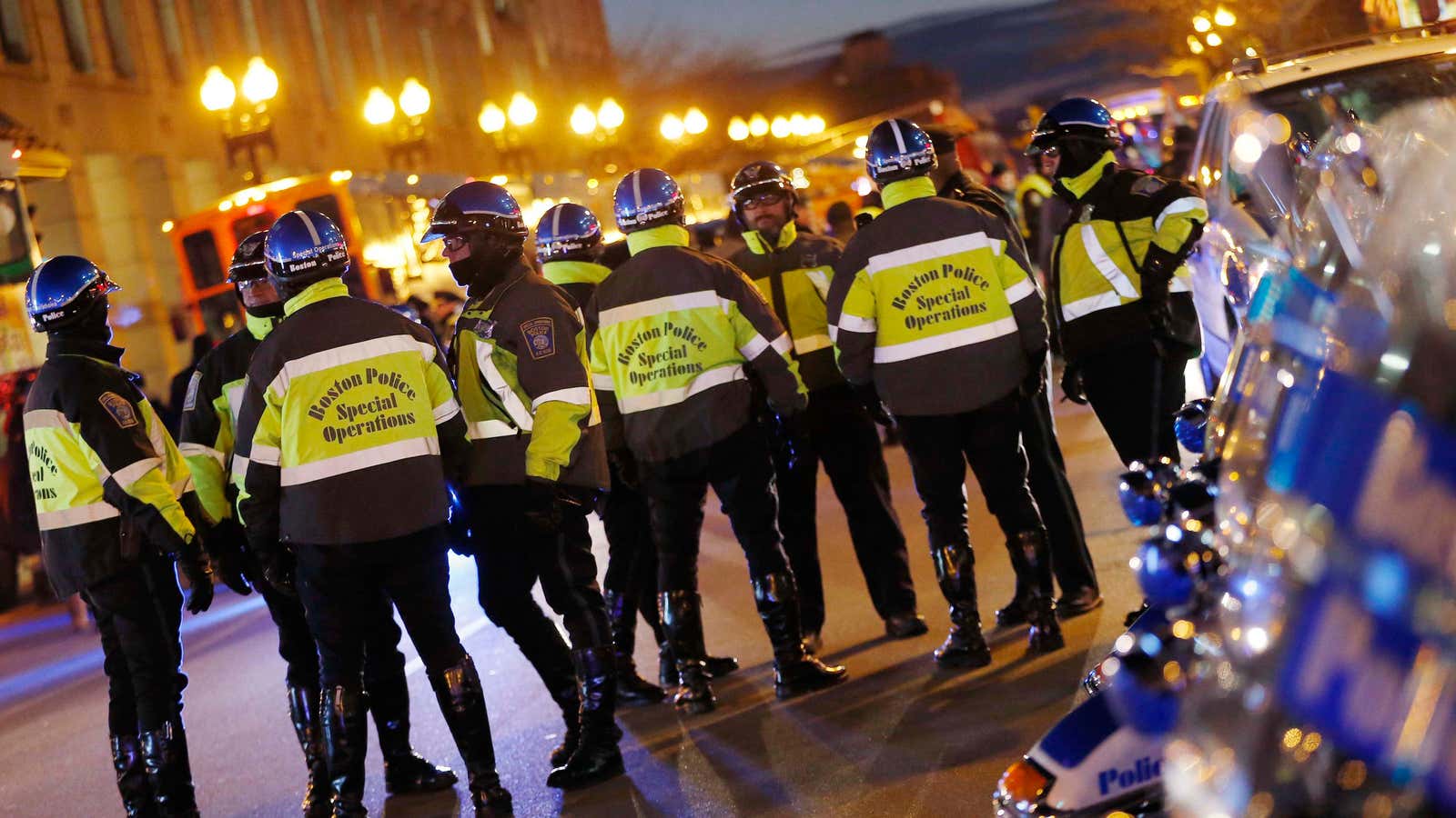 Boston police get in formation.