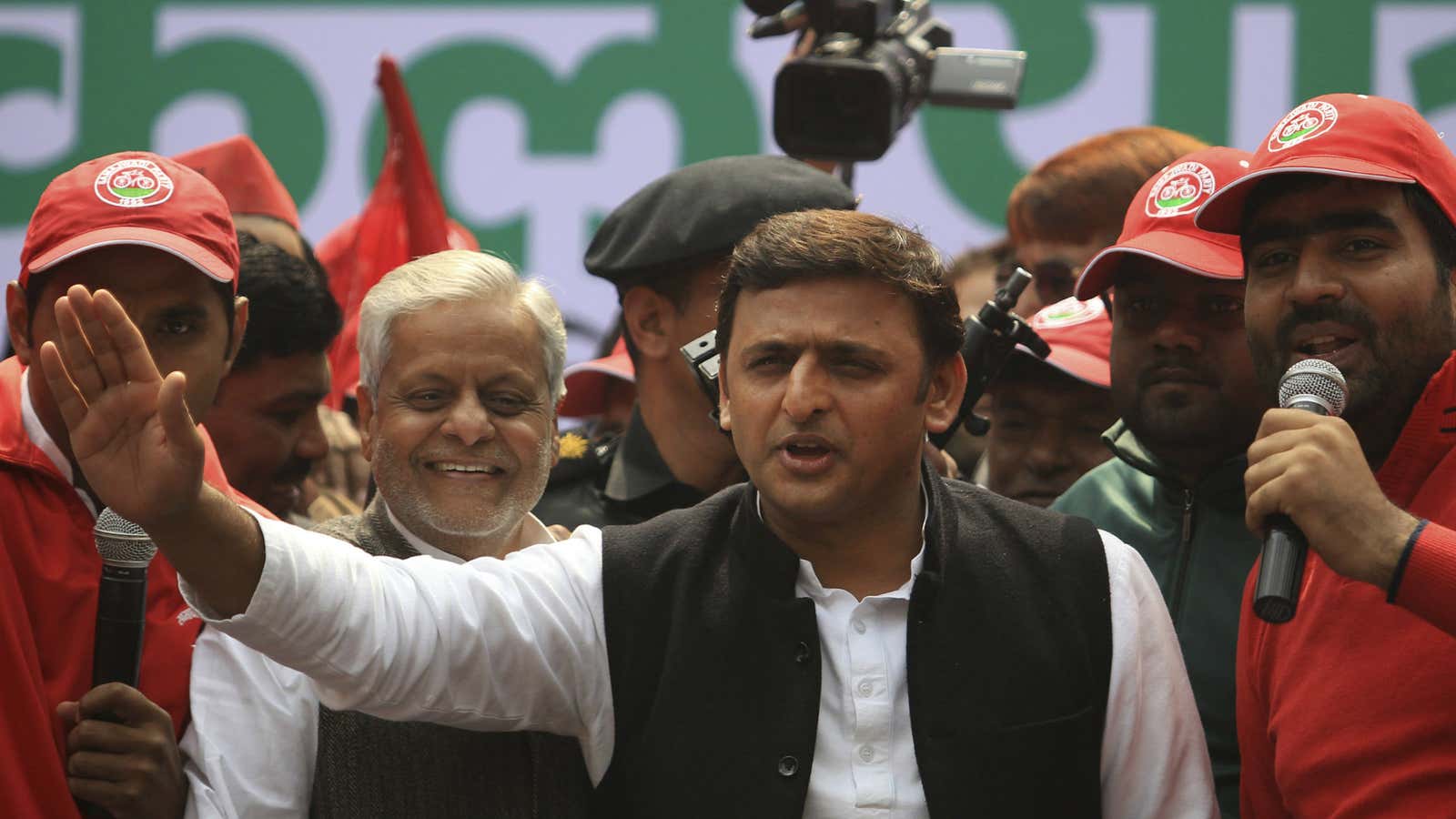 Akhilesh Yadav on the campaign trail.