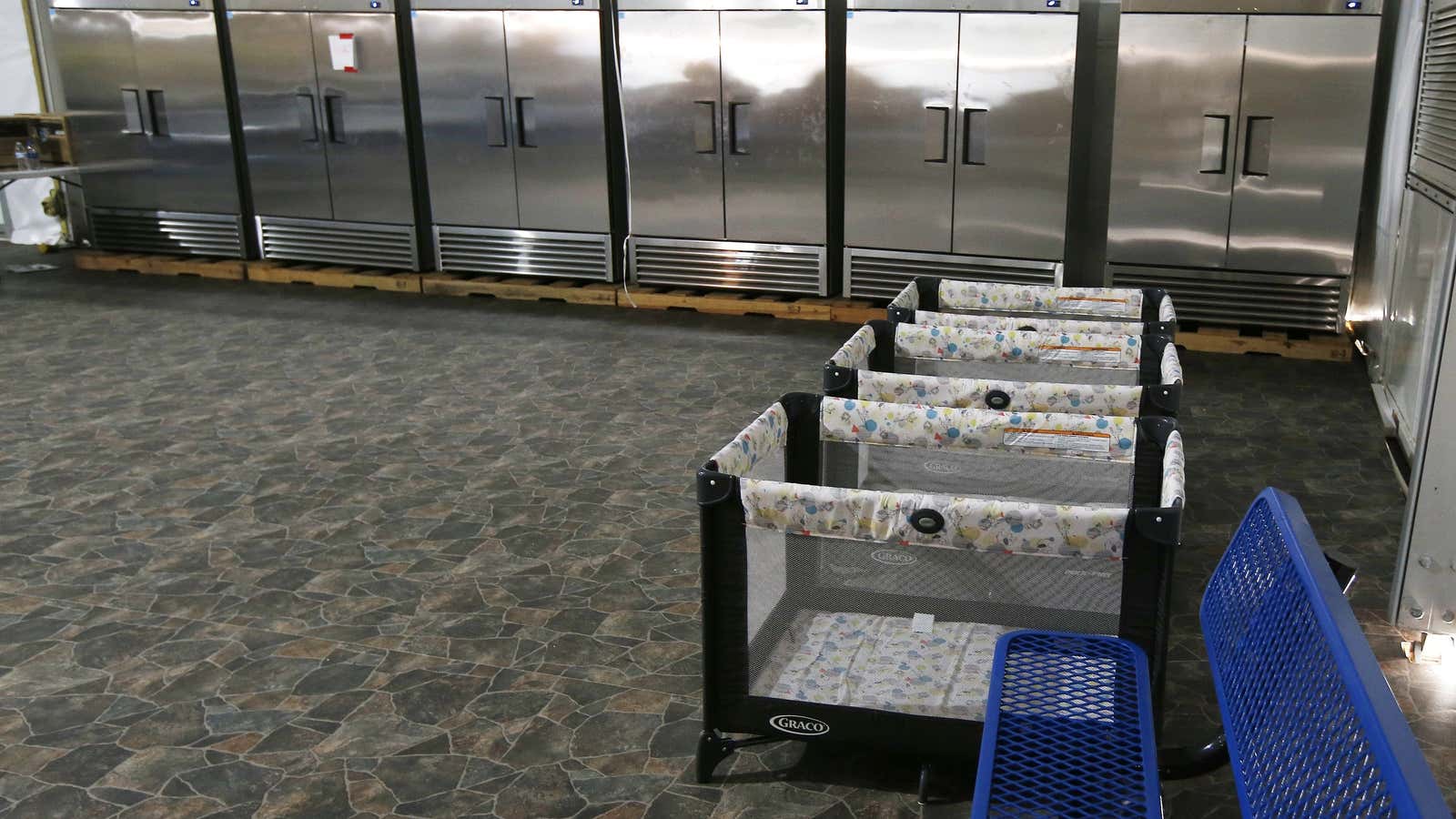 Cribs at a Border Patrol detention facility for children and families in Yuma, Arizona.