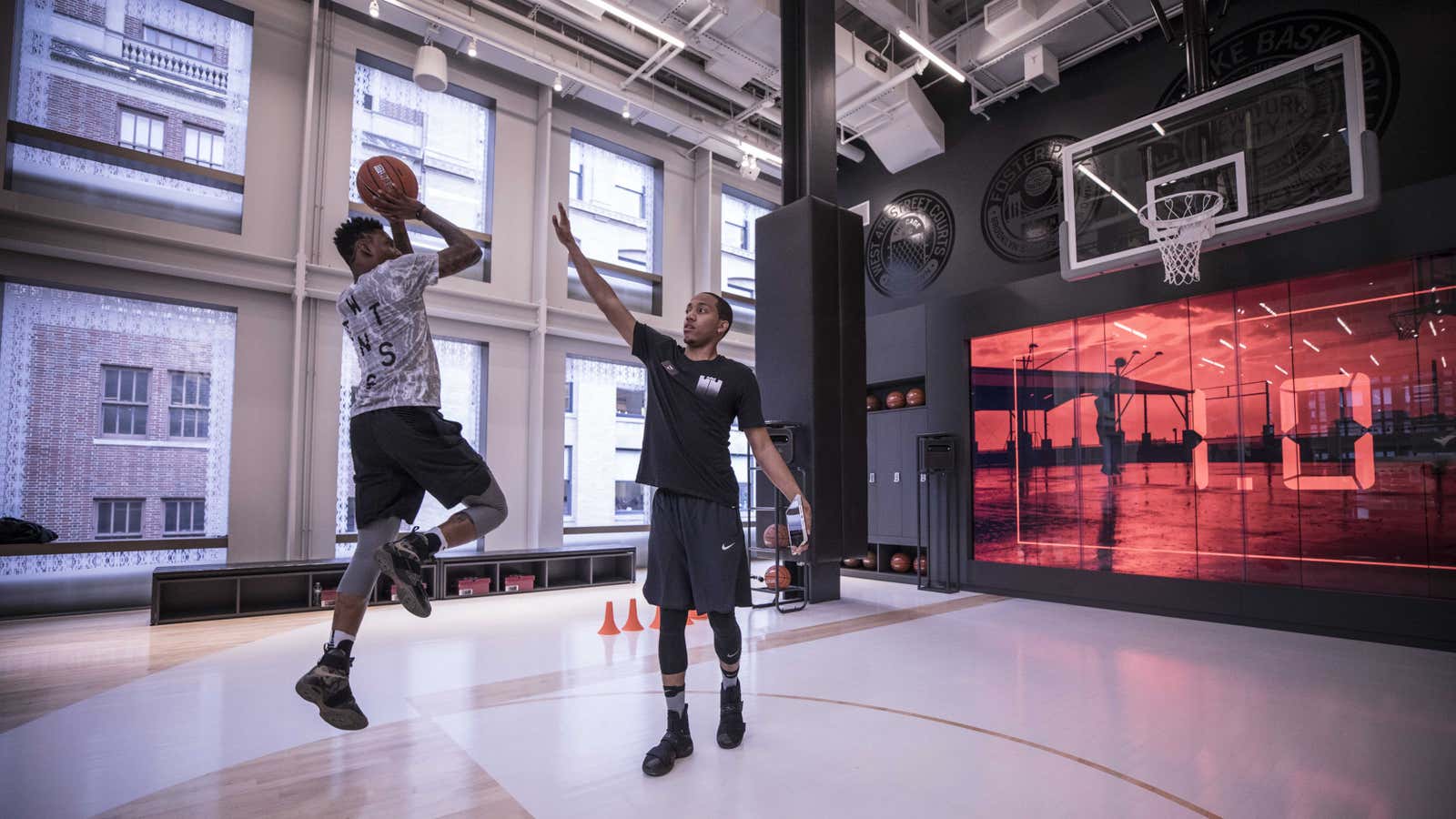 The ceilings on the 5th floor are 23 feet high—a nod to the jersey numbers of Michael Jordan and LeBron James.