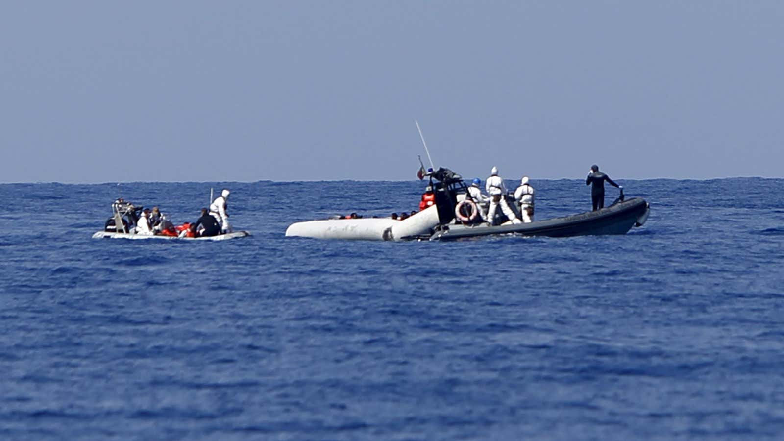 The Italian navy rescue effort.