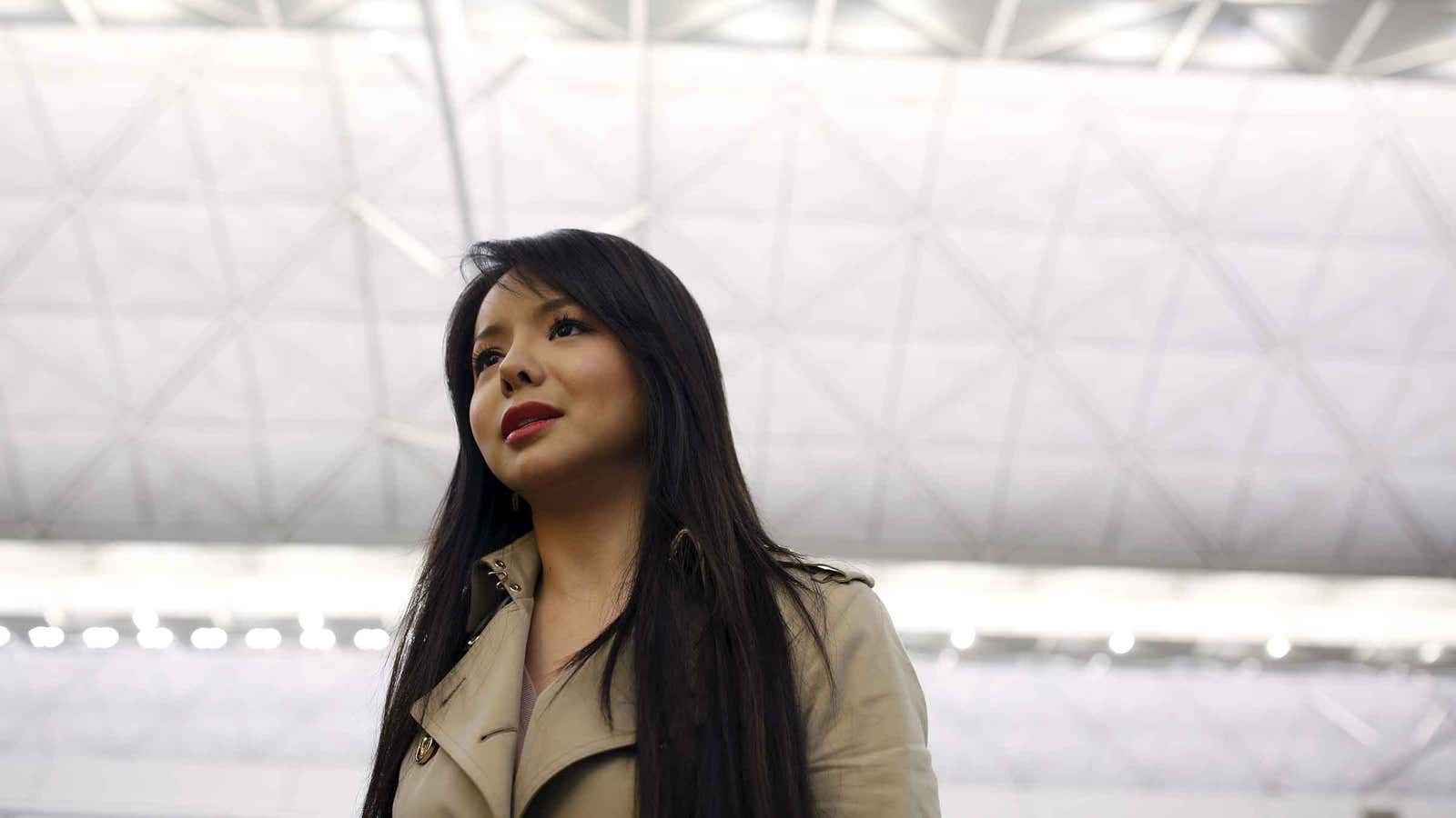 Miss Canada at the Hong Kong airport.