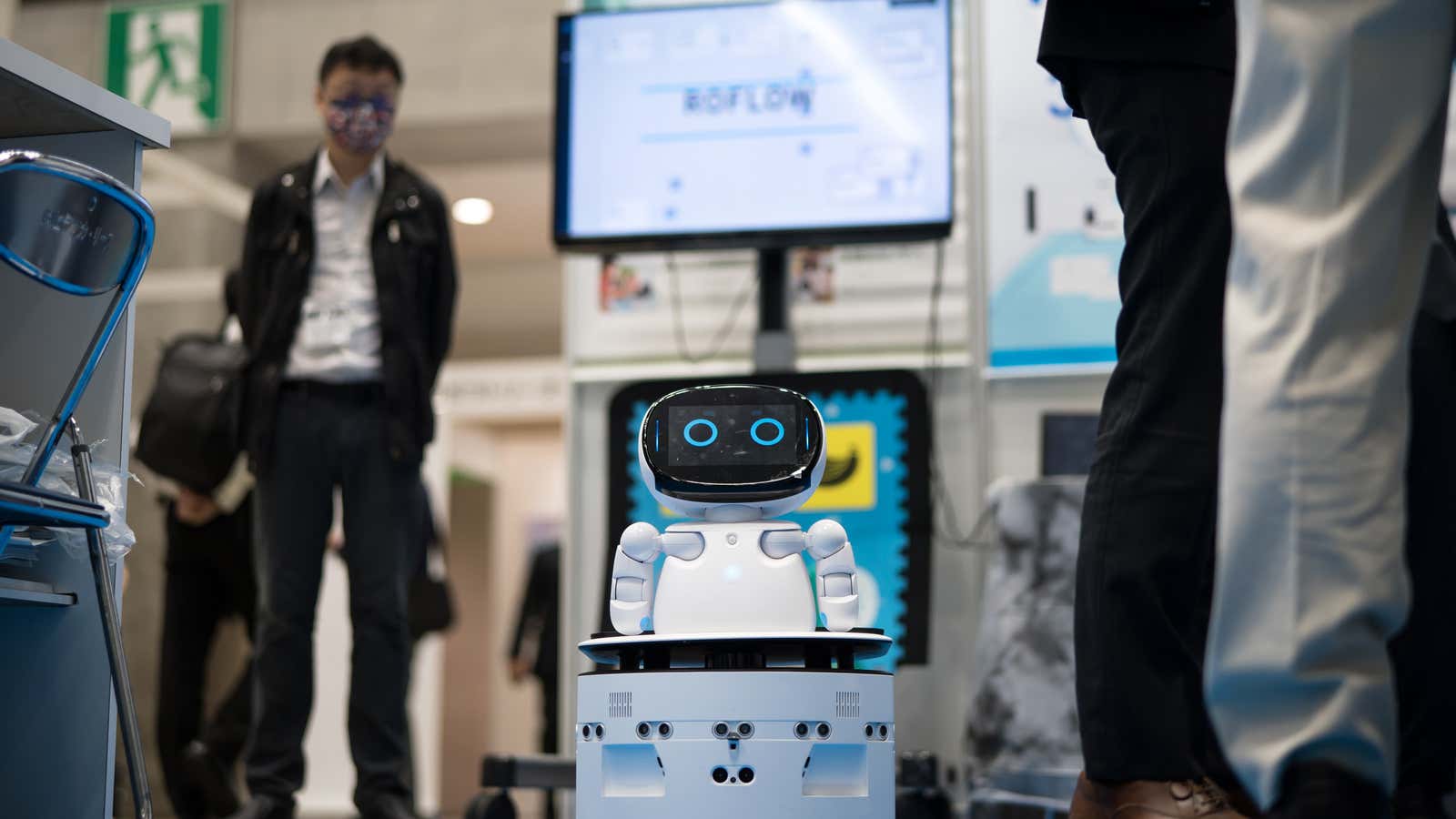 A service robot is demonstrated during the Japan Robot Week 2022.