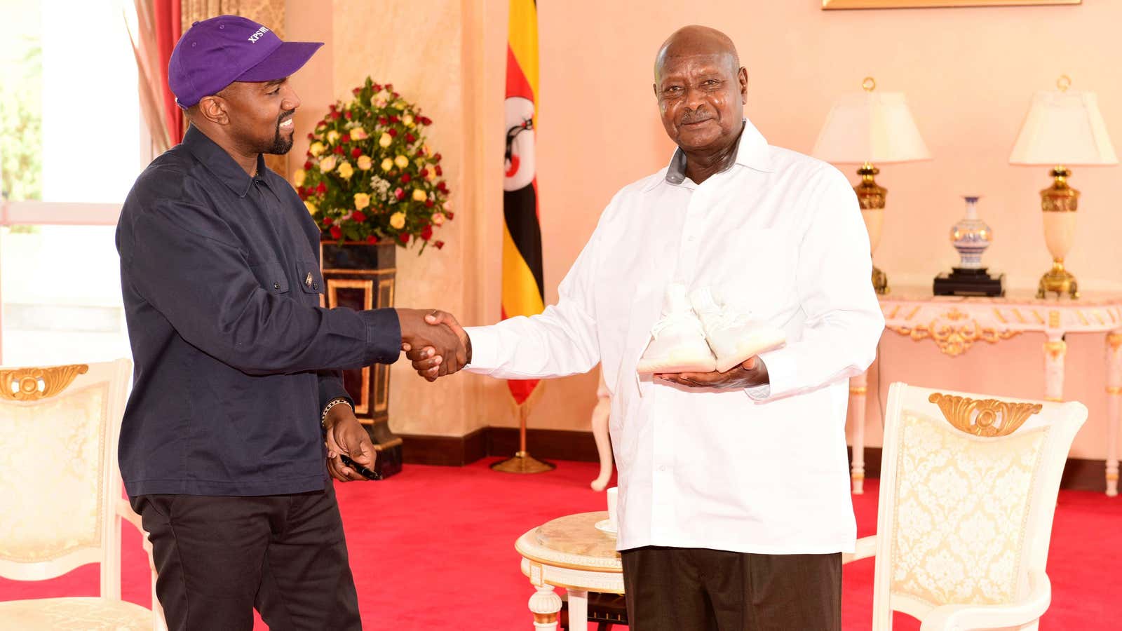 Kanye West meets Uganda’s President Yoweri Museveni