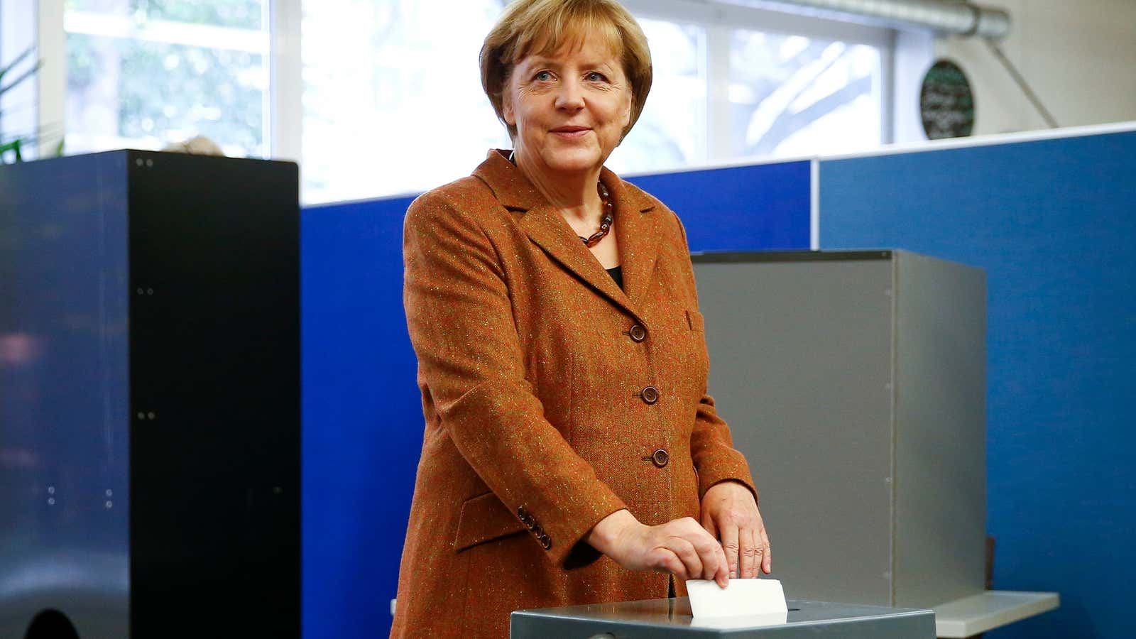 Angela Merkel votes in Berlin.