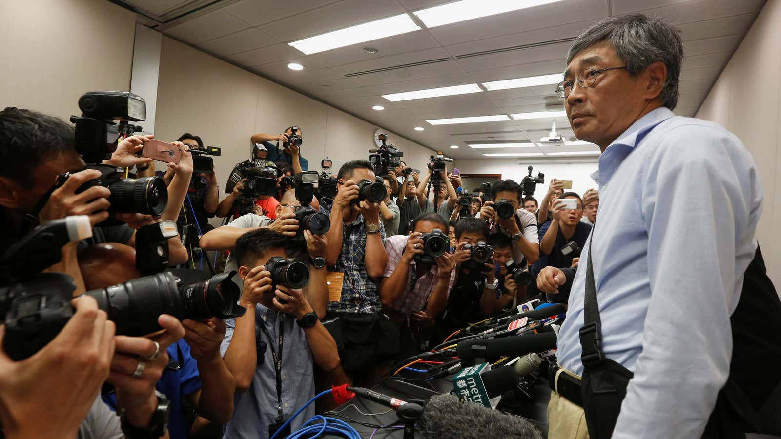 Bookseller Lam Wing-kee in a surprise news conference in Hong Kong on June 16, 2016.