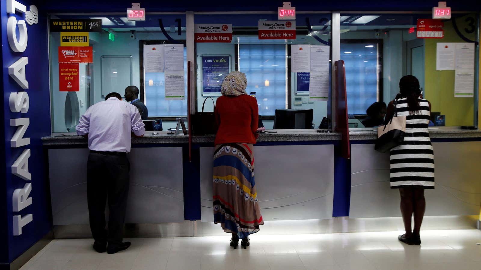 Customers at Chase Bank in Nairobi.