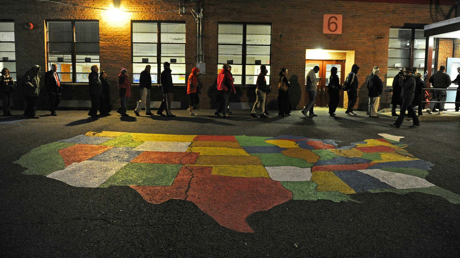 Voters line up in Virginia in what polls show to be a tight race between President Barack Obama and Republican presidential candidate Mitt Romney.