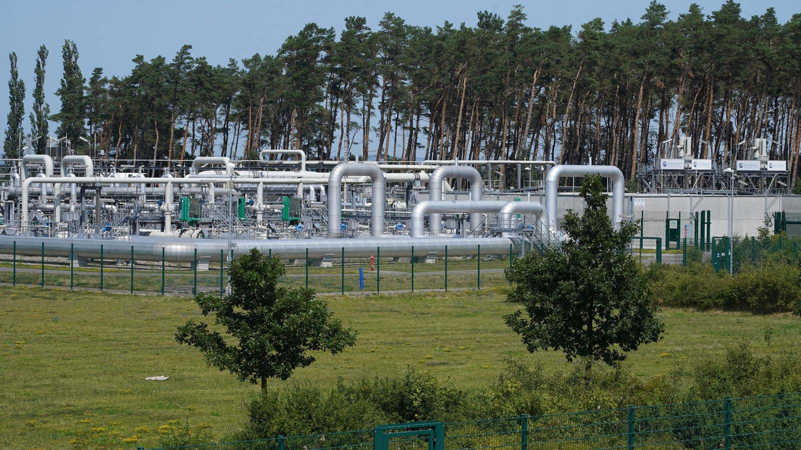 The industrial plant of the Nord Stream 1 Baltic Sea pipeline near Lubmin, northeastern Germany.