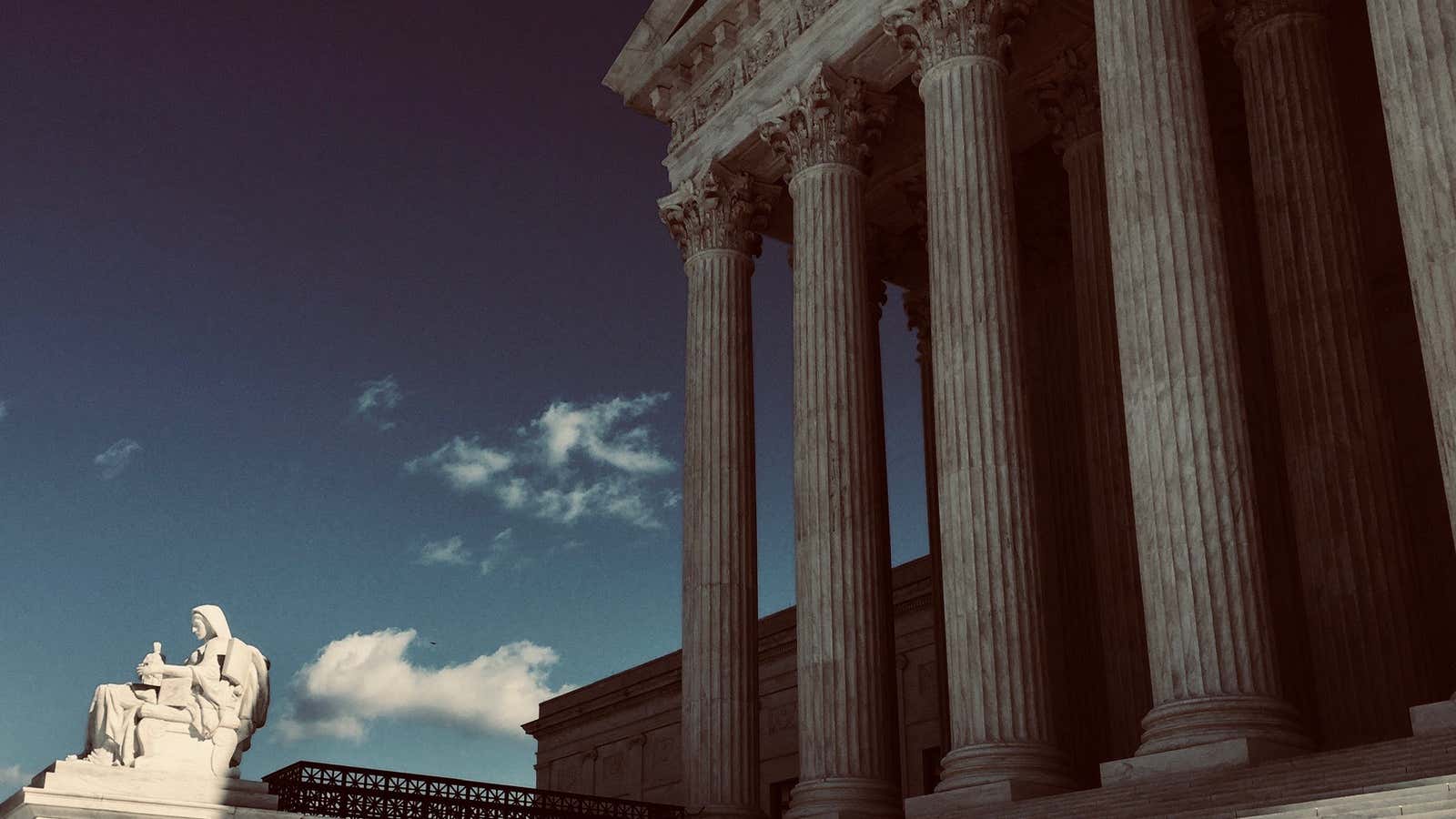 At the US Supreme Court, Lady Justice meditates on executive power.