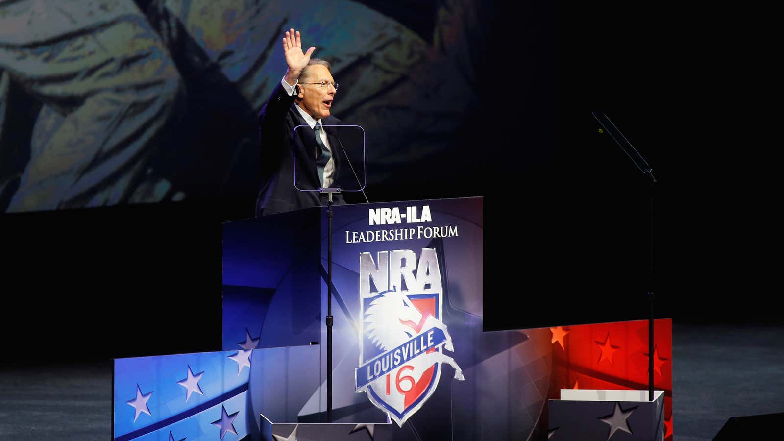 NRA Executive vice president Wayne Lapierre attends the group’s annual meeting in Louisville, Kentucky in May 2016.