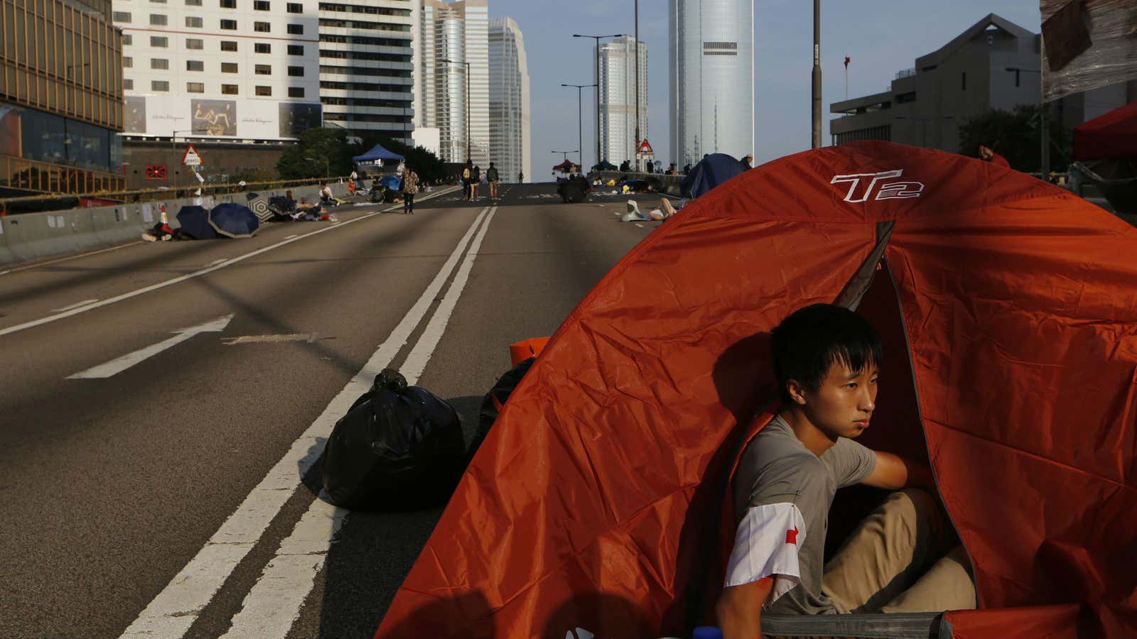 Hong Kong democracy protesters vow not to leave the streets yet.