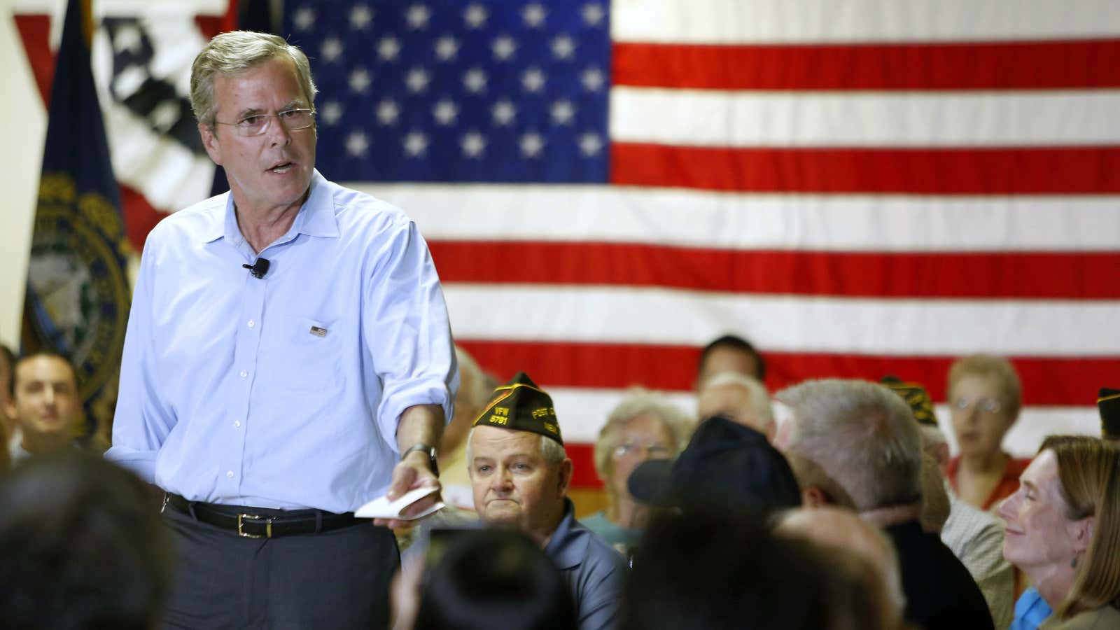 Jeb Bush stumps in Hudson, N.H. yesterday.