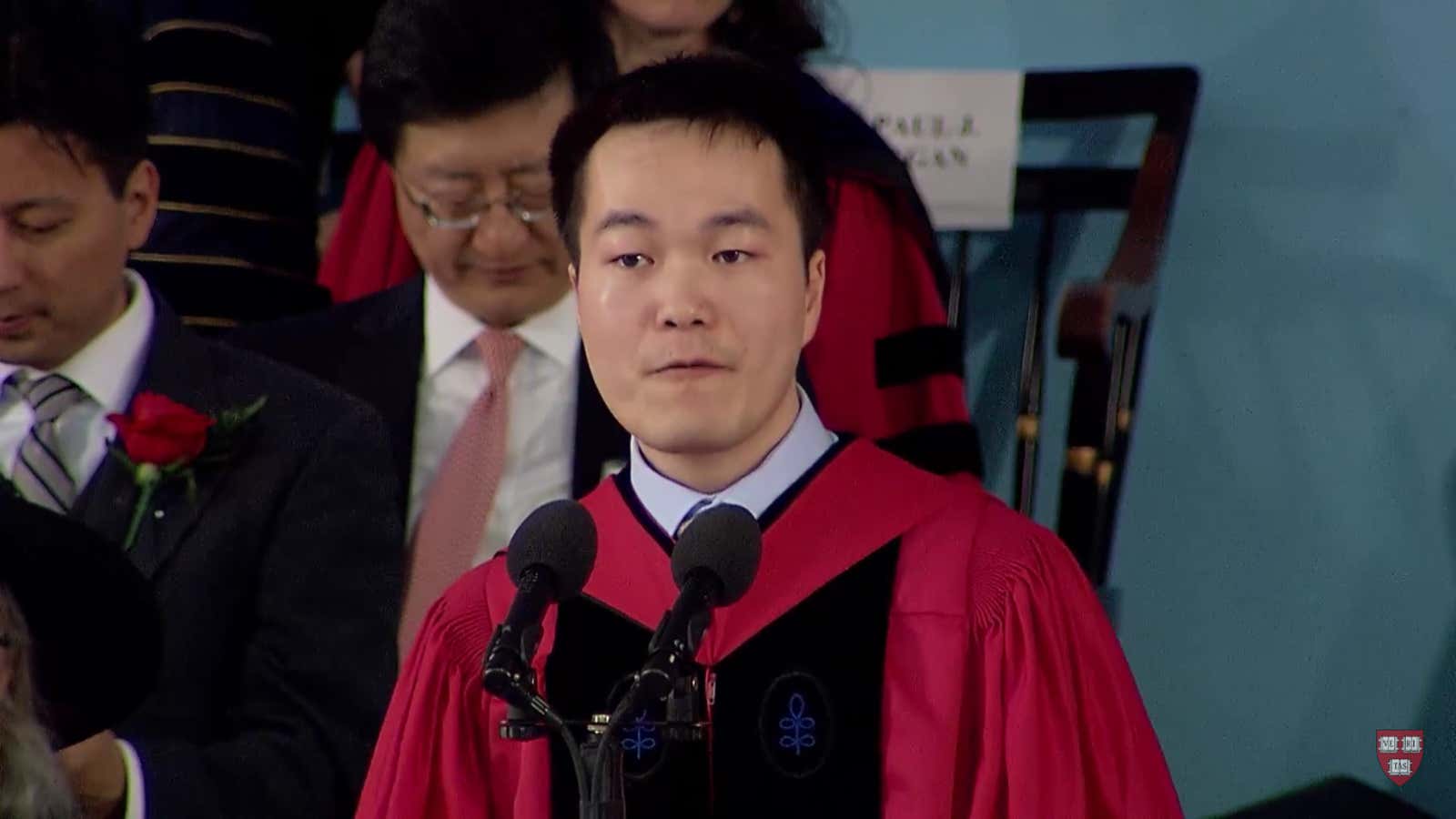 He Jiang at the Harvard commencement.