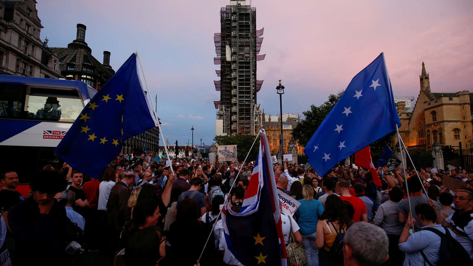 Protesters amassed in Westminster after Boris Johnson moved to suspend Parliament.