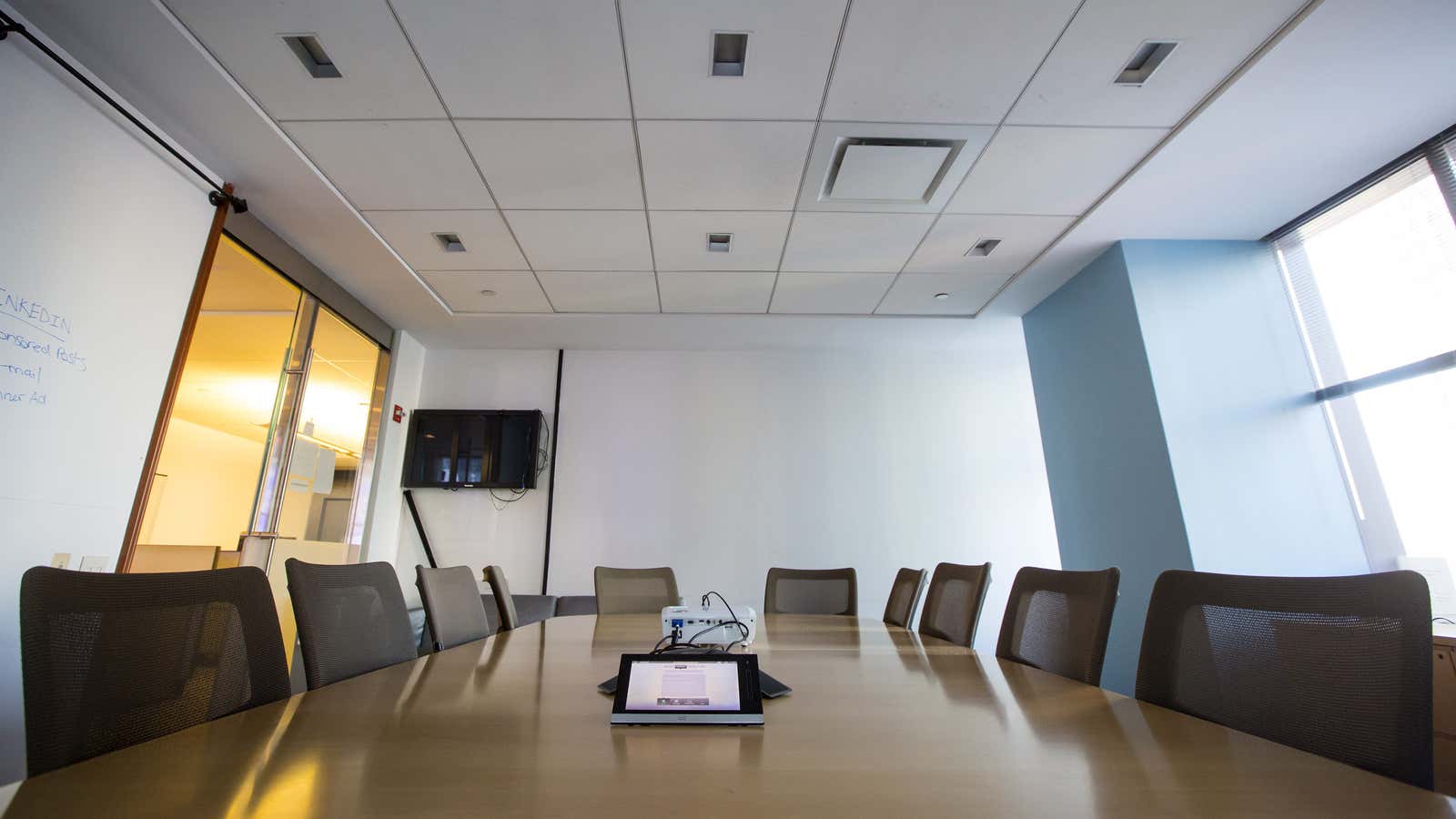 A conference room in the offices of Thomson Reuters in New York, December 13, 2013.