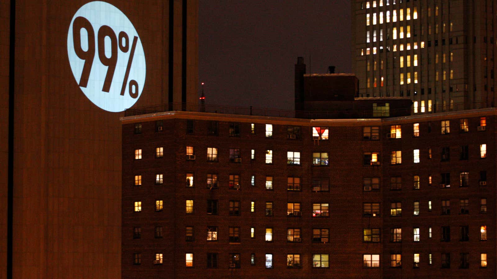 Economic inequality in the spotlight during a 2011 Occupy Wall Street rally.