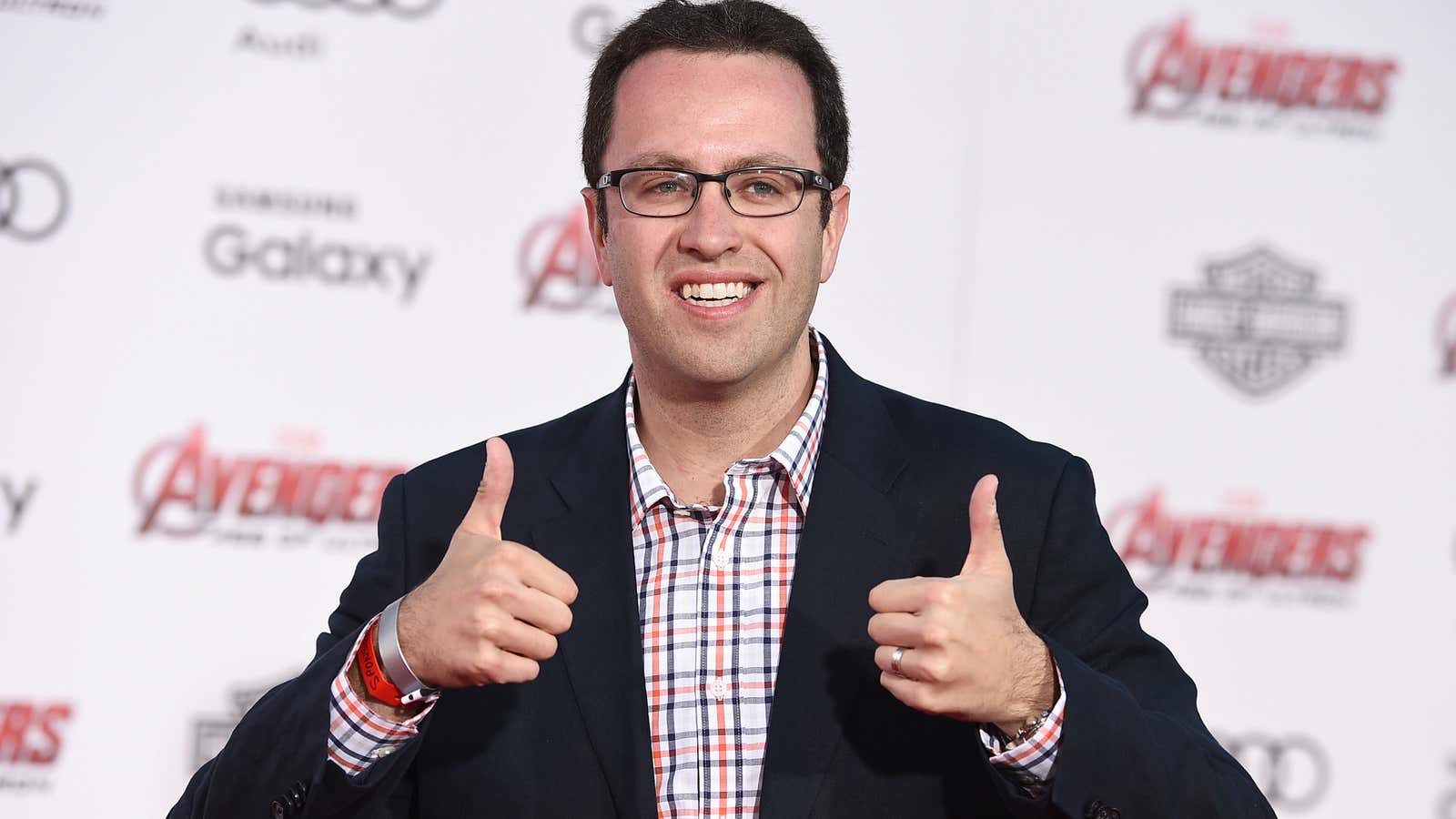 Jared Fogle arrives at the Los Angeles premiere of “Avengers: Age Of Ultron.”