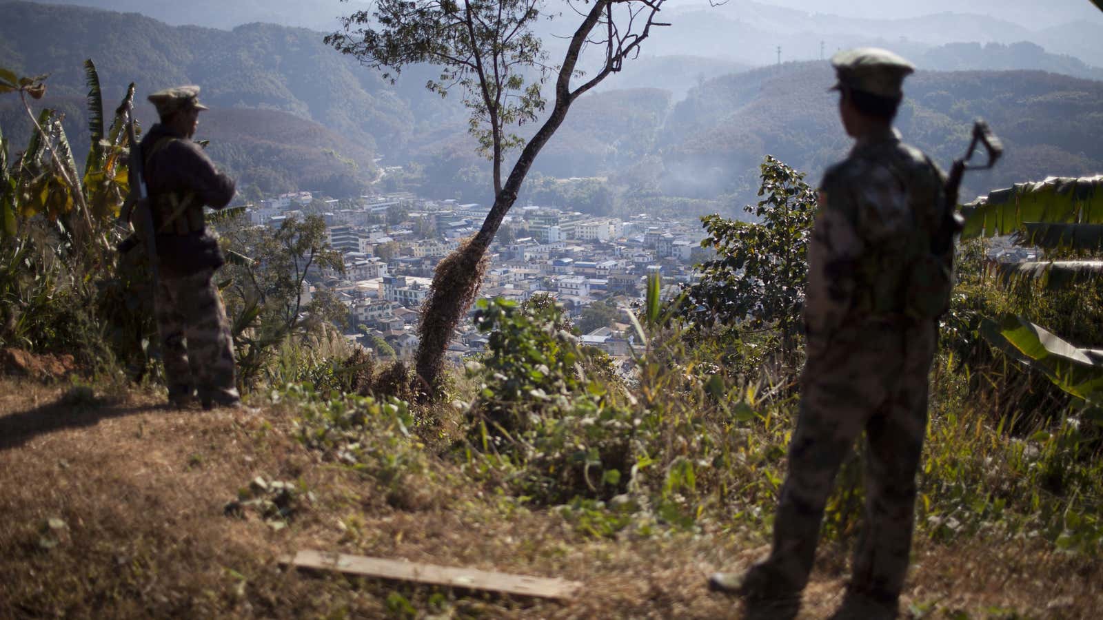 Kachin Independence Army soldiers on the Chinese-Myanmar border.