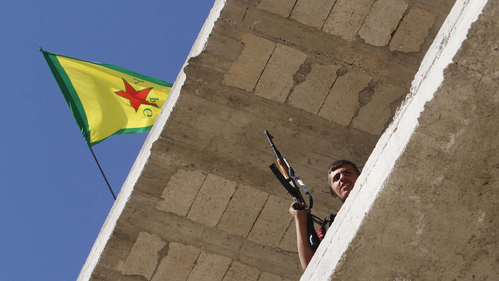 A fighter for the US-backed Kurdish People’s Protection Units (YPG)