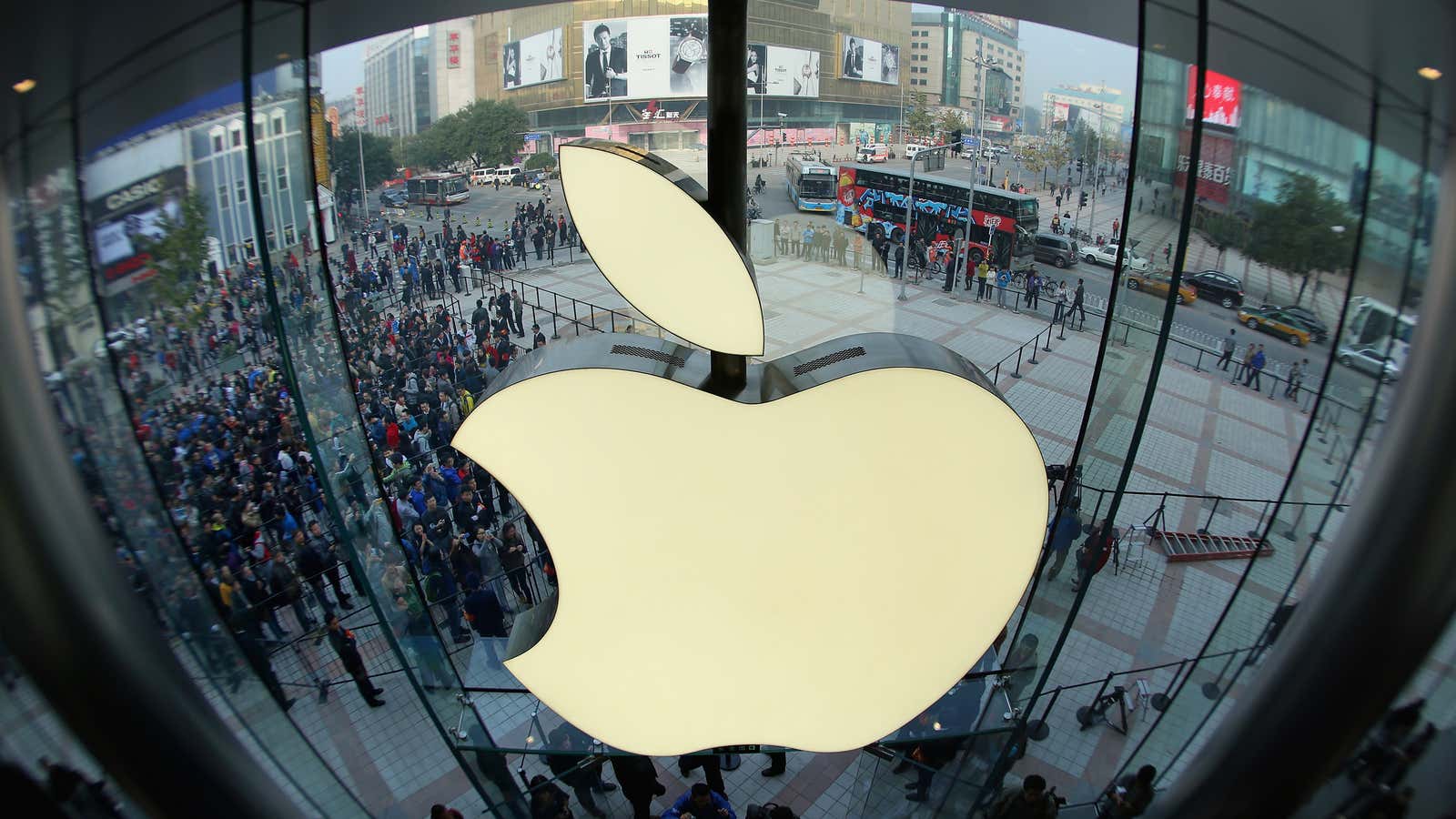 The Wangfujing Apple store in Beijing, China.