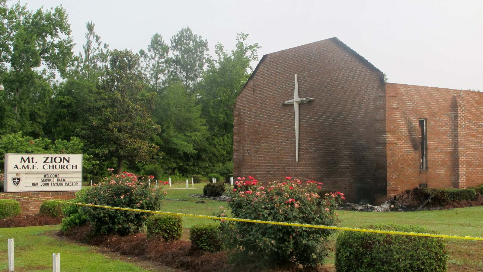 A lightning is suspected of causing fire at Mount Zion African Methodist Episcopal Church