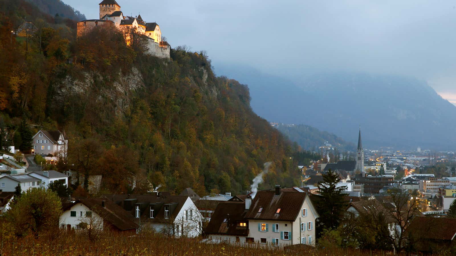 Schloss Vaduz looks over Vaduz, the capital of Liechtenstein.