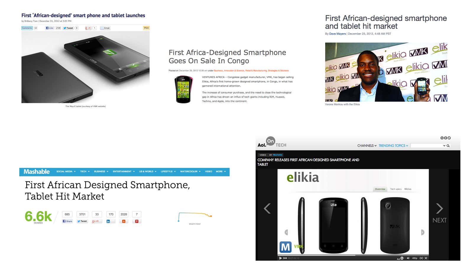 Press lauding the first African-designed smartphone and tablet.