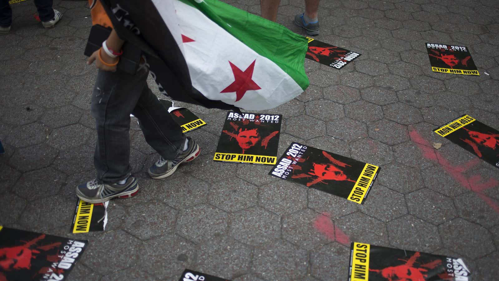 A protest outside the UN on August 21, 2013.