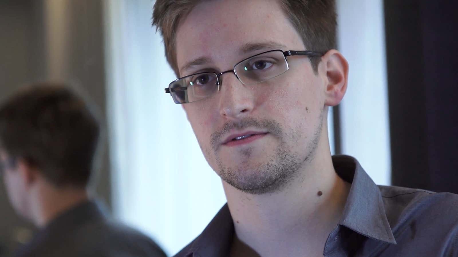 Edward Snowden at his hotel room in Hong Kong.