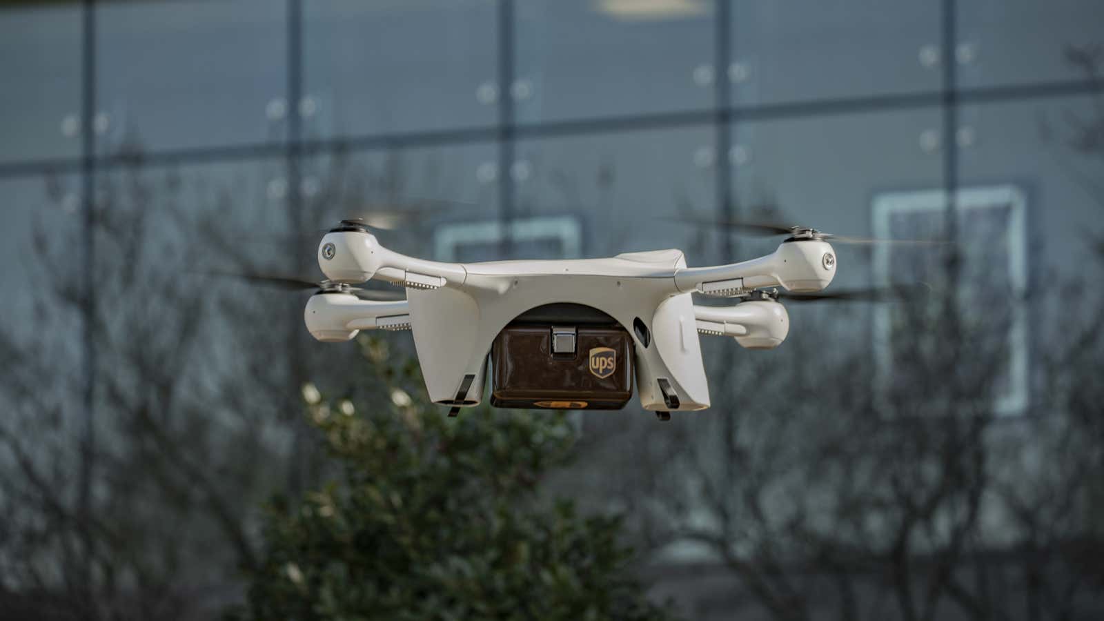 A Matternet drone carries a UPS delivery in North Carolina.