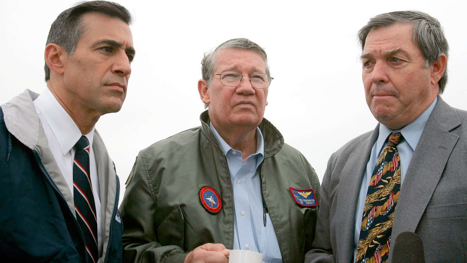 Disgraced Rep. Randy Cunningham, center, with his former colleagues Darrell Issa and Duncan Hunter.