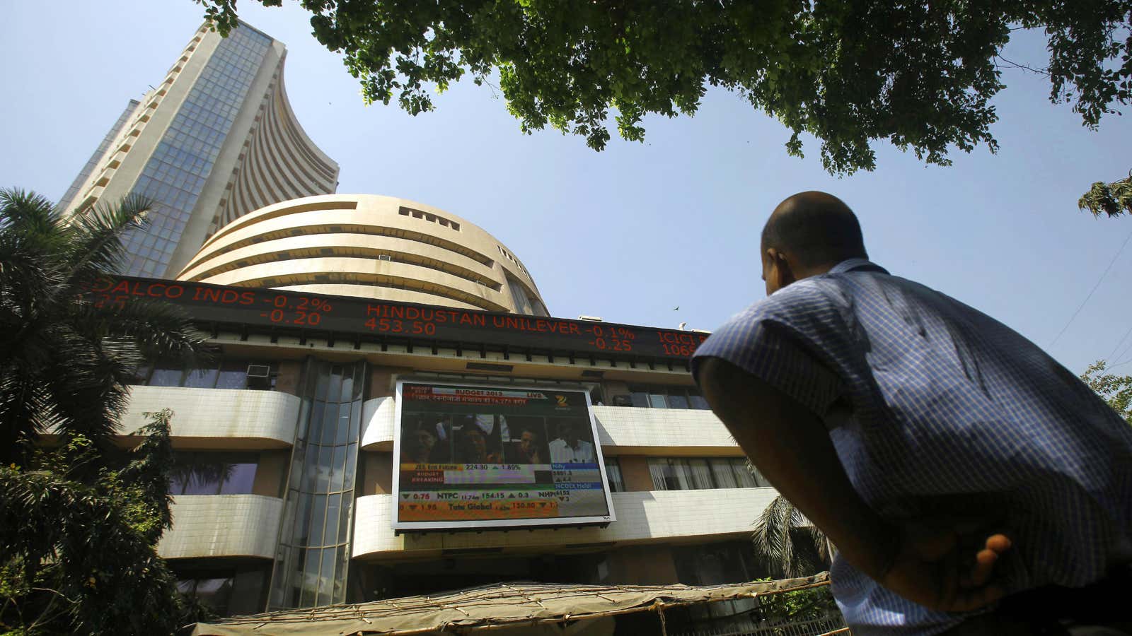 Watching over the Bombay Stock Exchange.