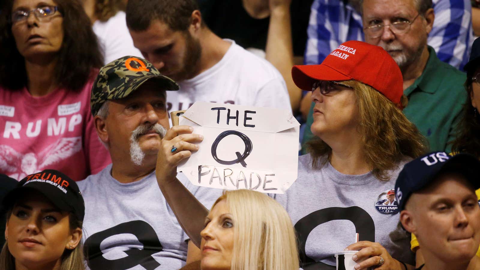 QAnon followers at a Trump rally.