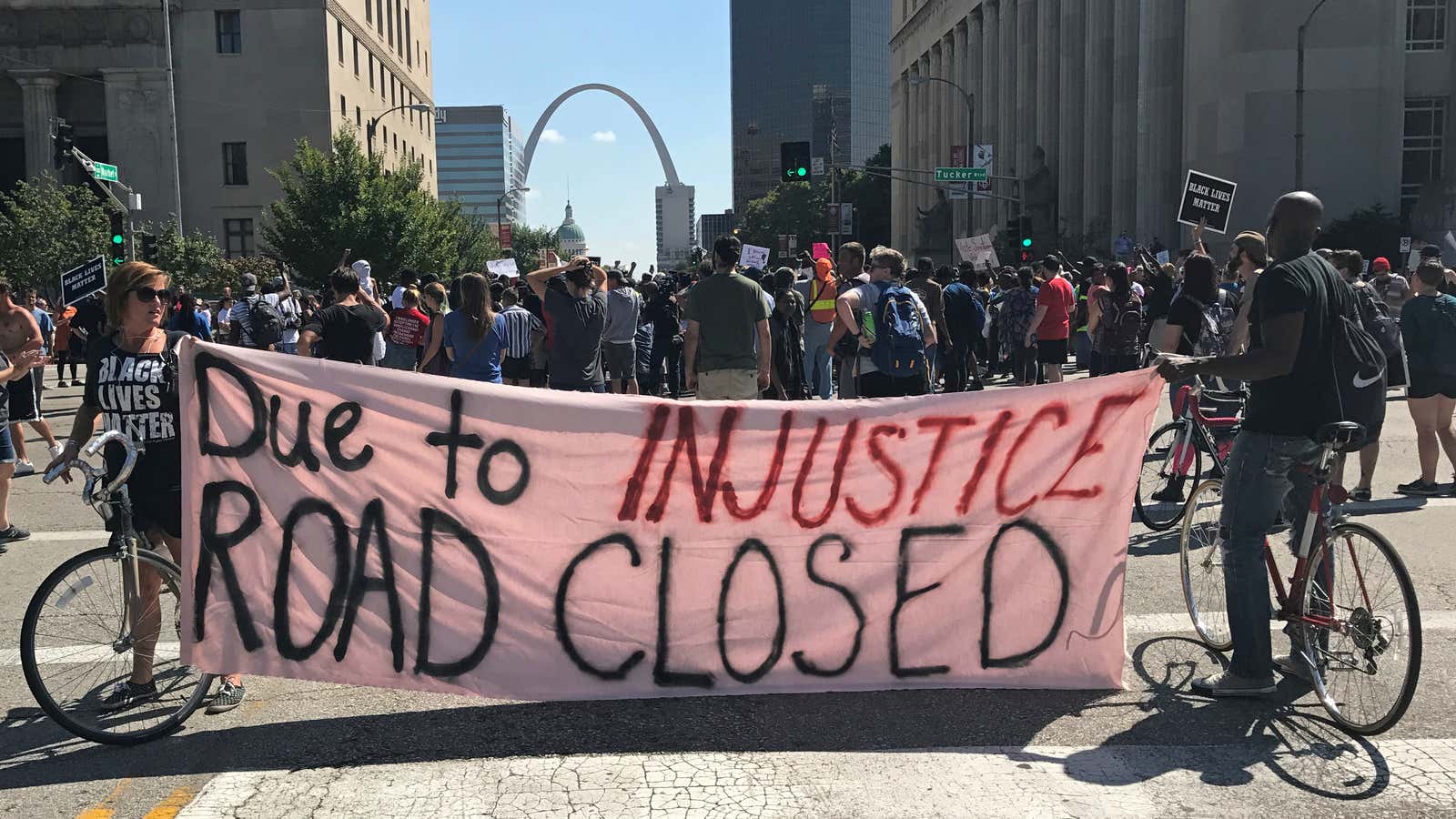 Protesters in downtown St. Louis on Sept. 15.