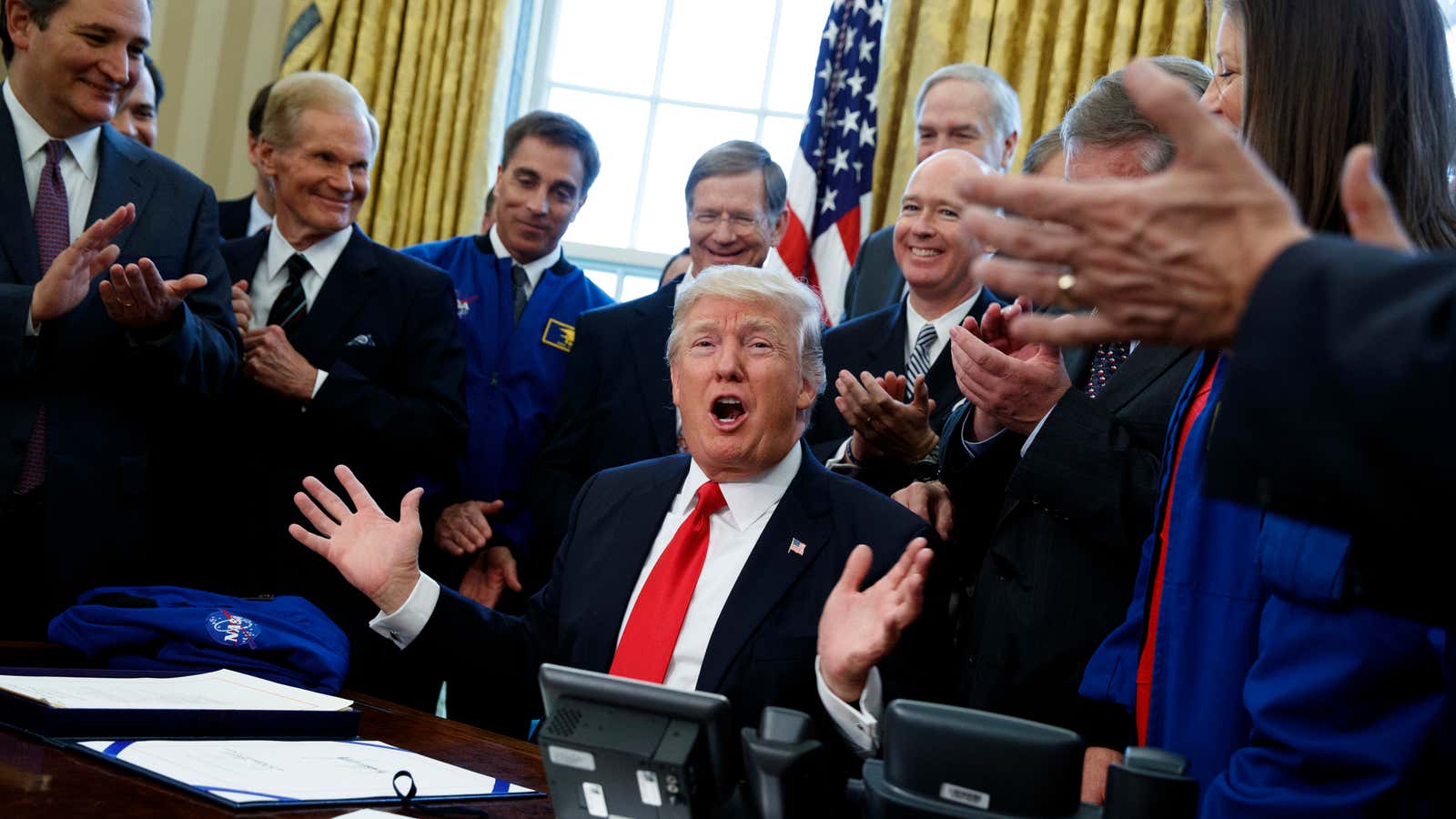 President Trump signs the NASA budget into law in March 2018.