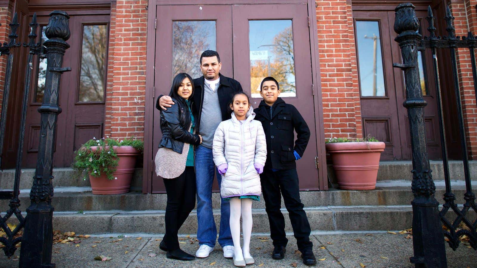 Angela Navarro, an unauthorized immigrant, with her family, all US citizens, in Philadelphia.