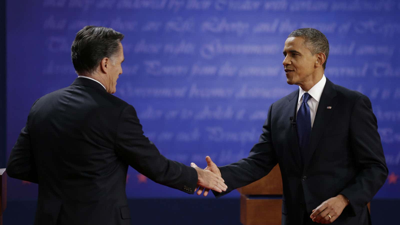 One Chinese netizen who watched President Barack Obama and Mitt Romney debate said the most impressive words of the night were on the wall in the background