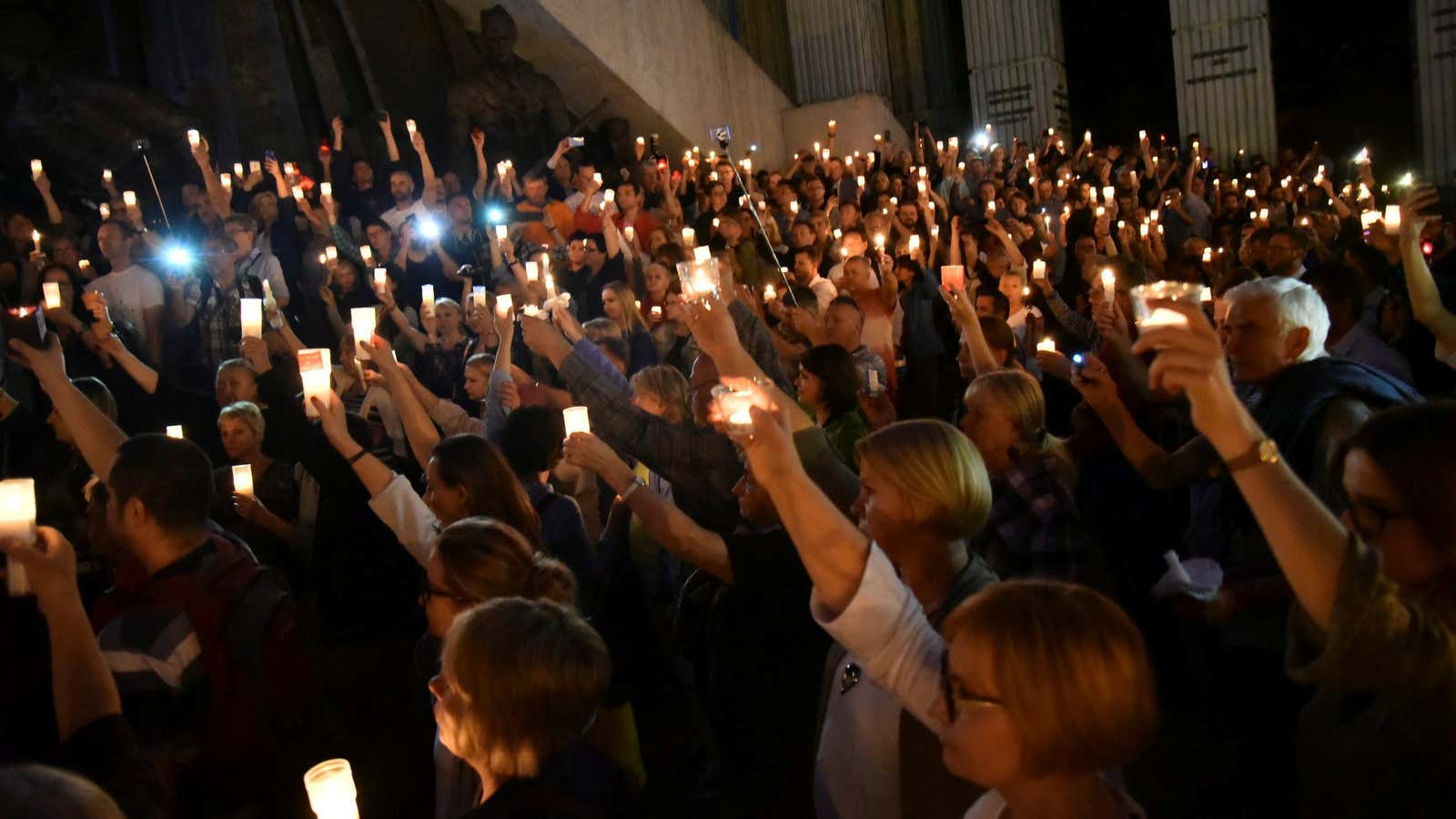 A different kind of crowd in Warsaw.