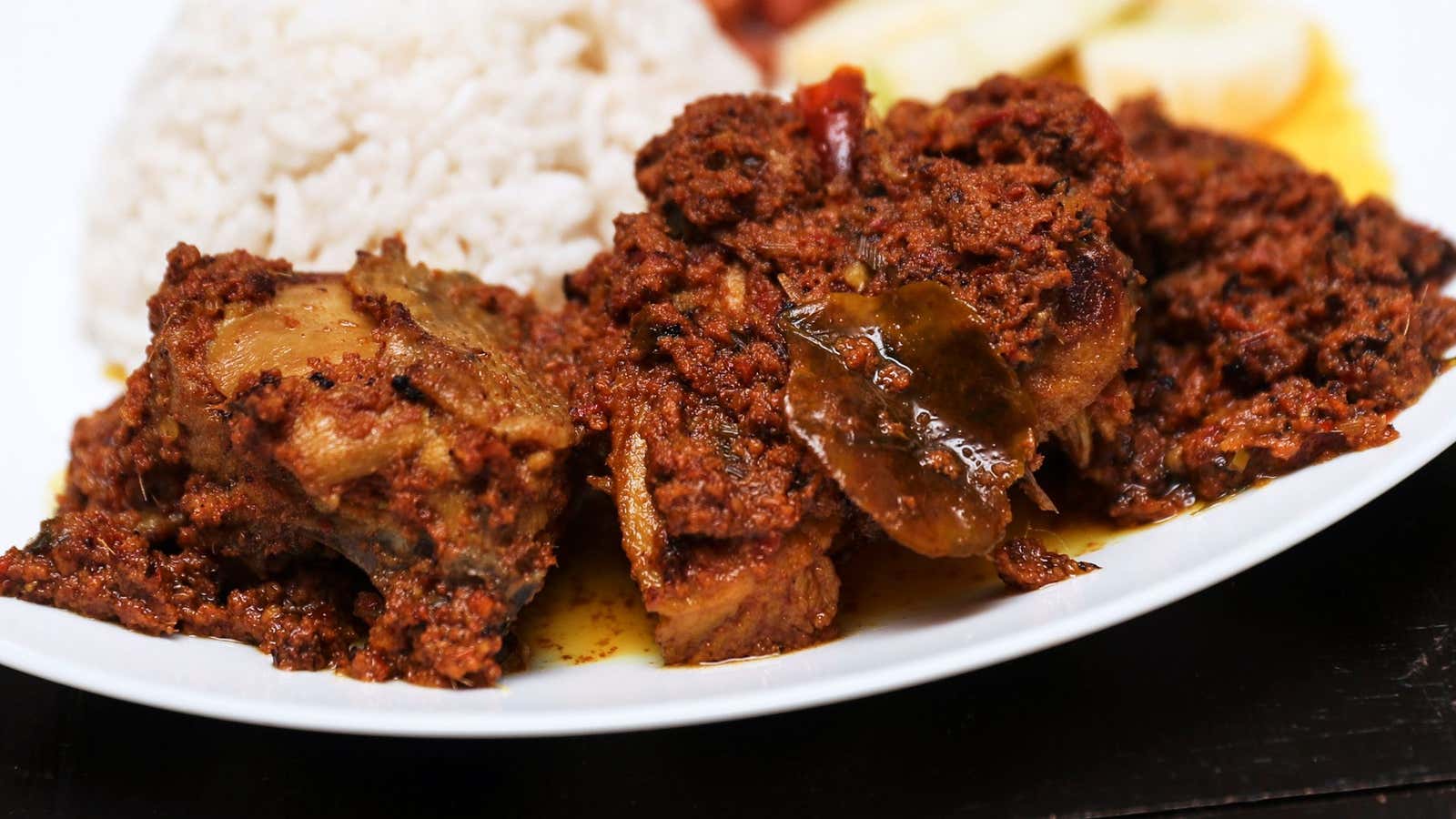 Rendang is not crispy.