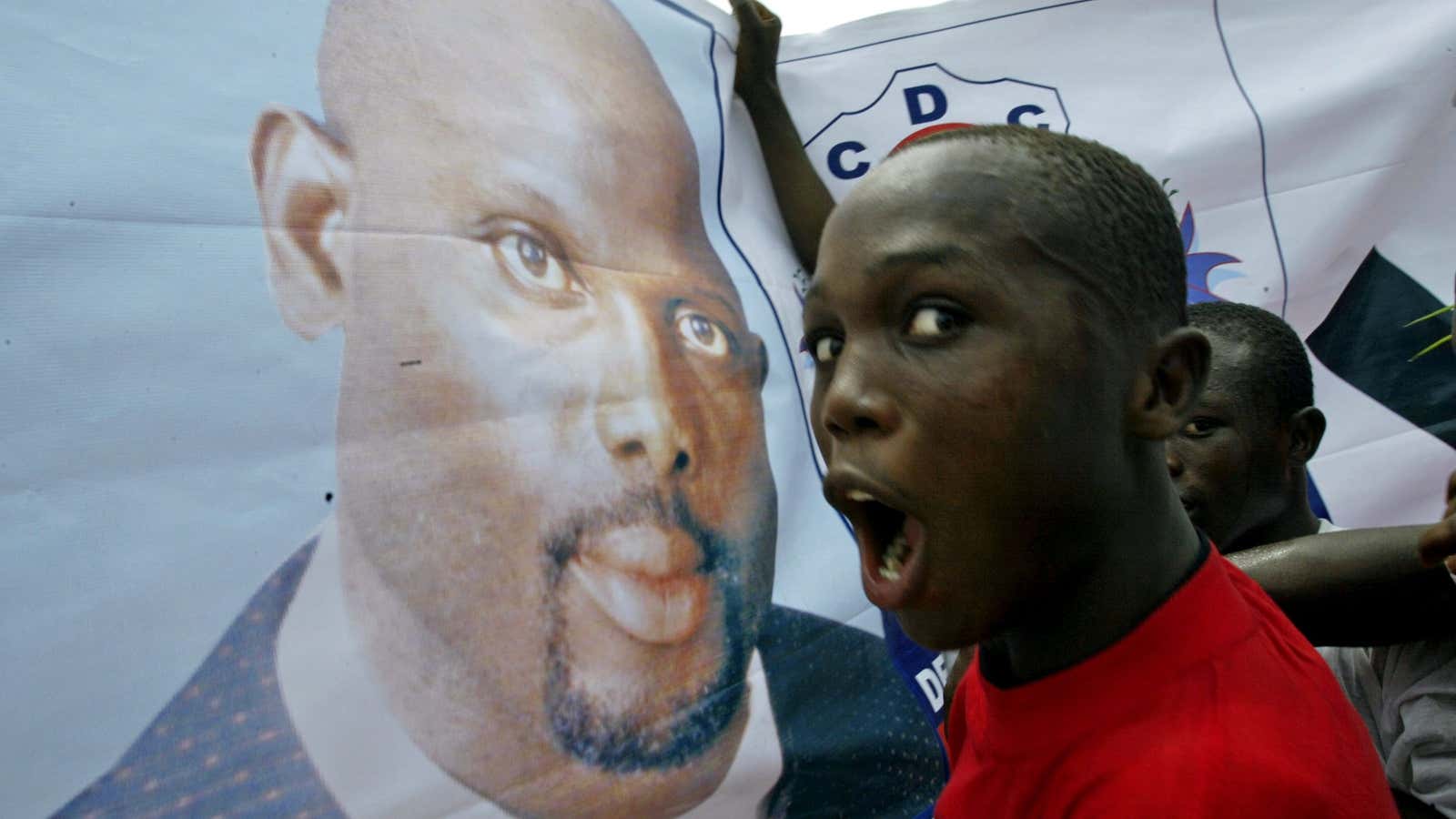 Liberian presidential hopeful George Weah is thought to be in the lead